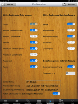 Konfiguration der aktiven Spalten